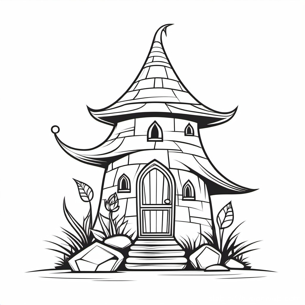 Whimsical Fairy Tale House Line Art