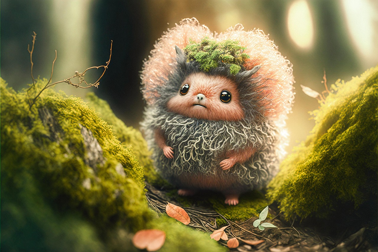 Whimsical Forest Creature with Mossy Crown