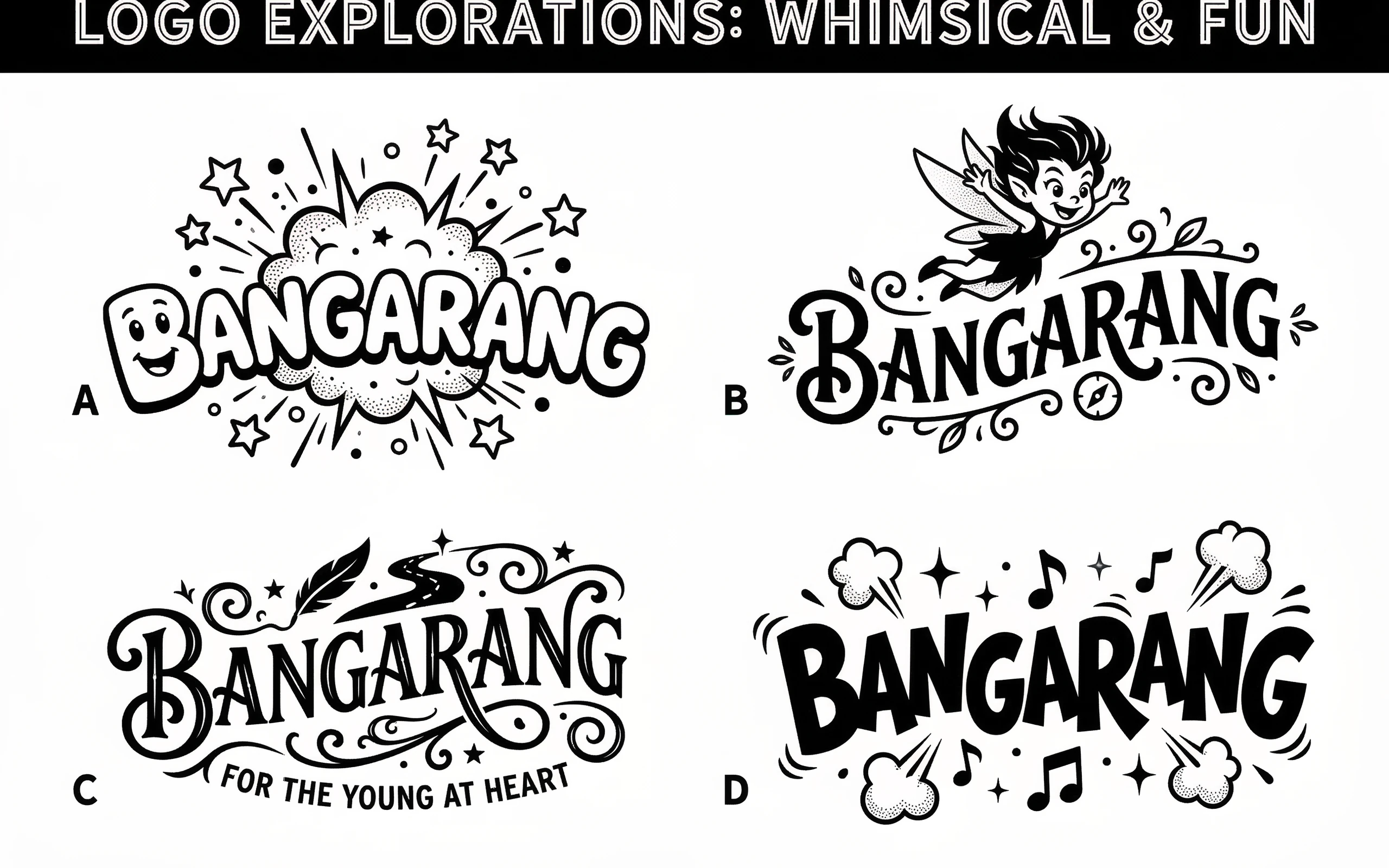 Whimsical & Fun Bangarang Logo Explorations