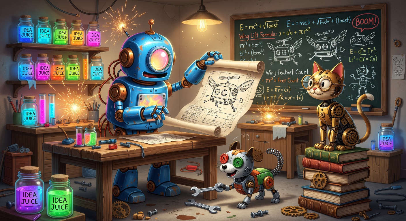 Whimsical Robot Inventor's Workshop