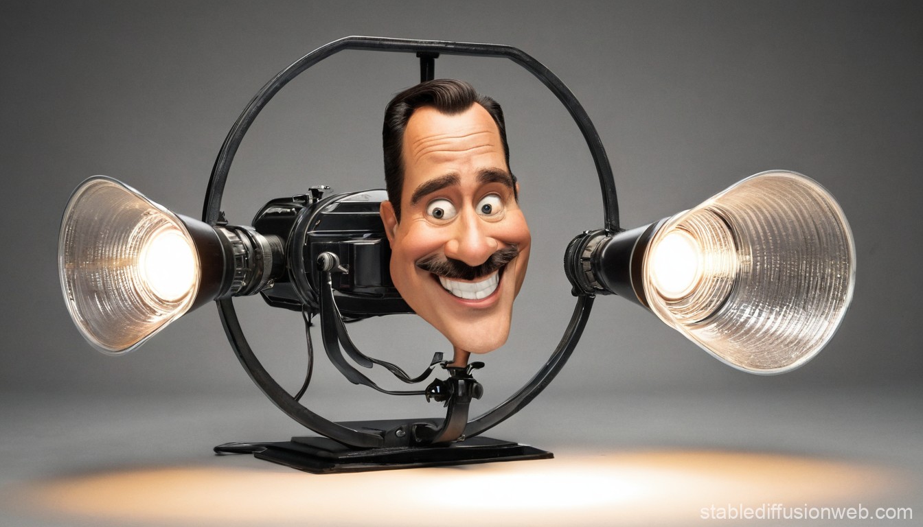 Whimsical Spotlight with Cartoonish Smiling Face