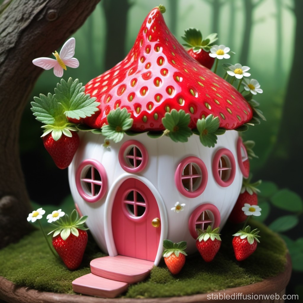 Whimsical Strawberry Cottage in Enchanted Forest