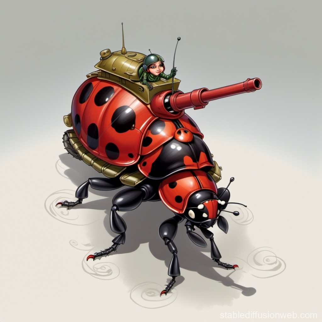 Whimsical Tank Ladybug with Soldier Pilot