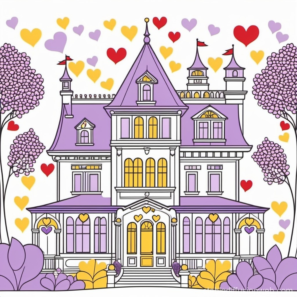 Whimsical Victorian House with Heart Motifs