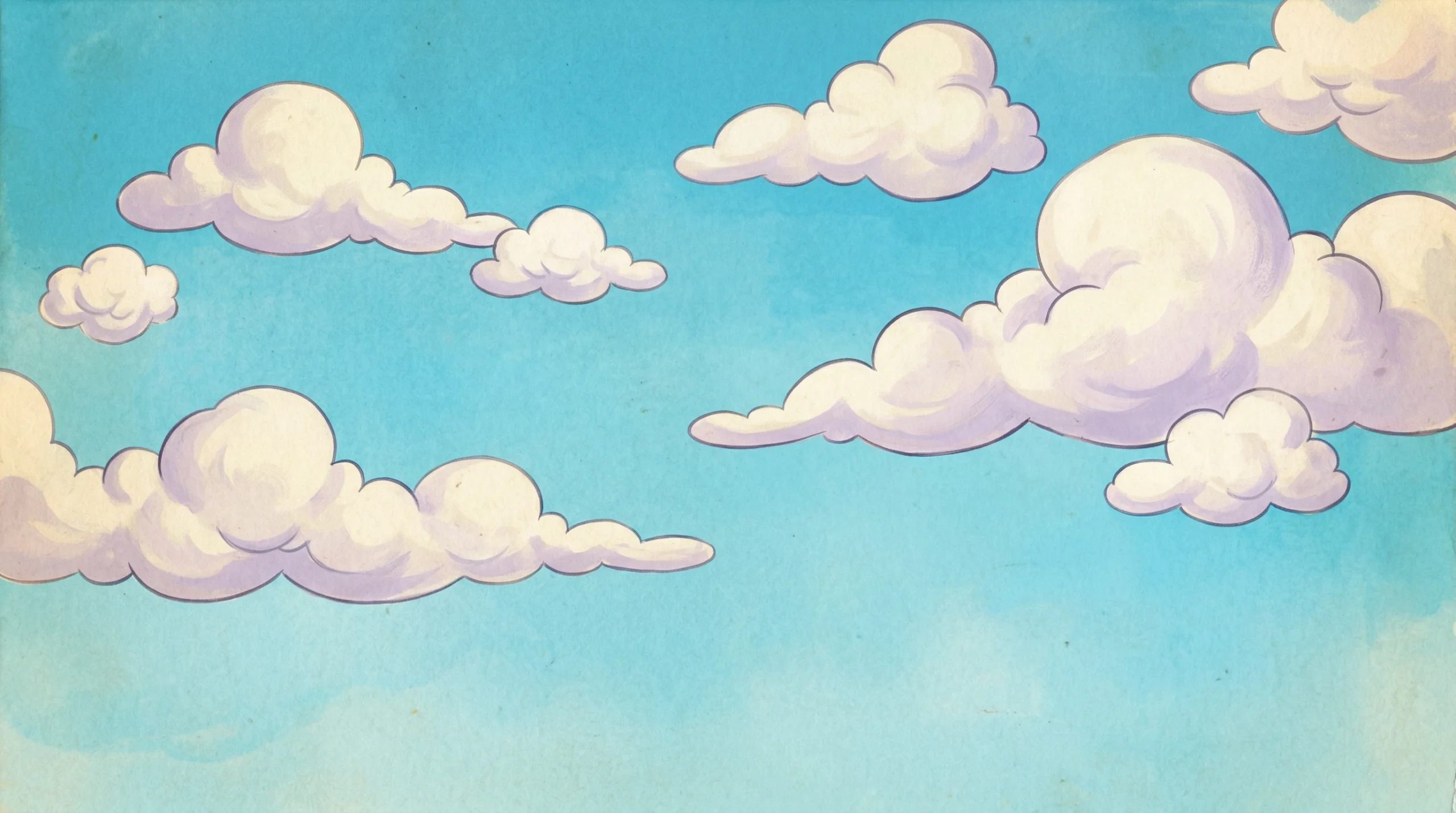 Whimsical Vintage Style Sky with Puffy Clouds
