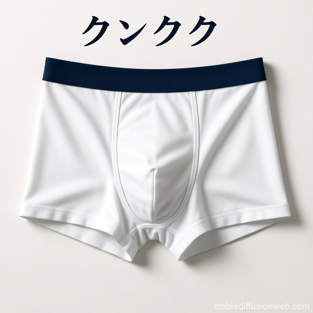White Boxer Trunks with Navy Waistband