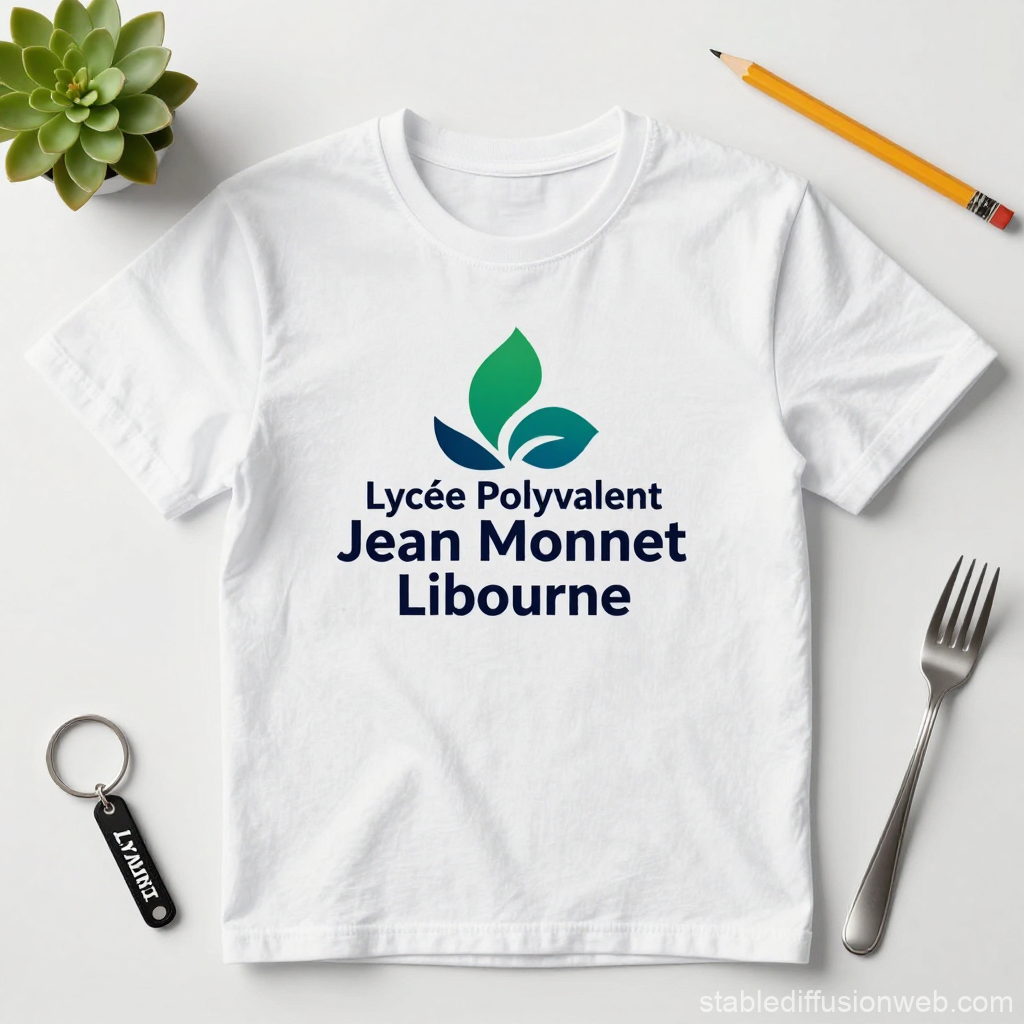 White T-shirt with Lycée Polyvalent Jean Monnet Libourne Logo