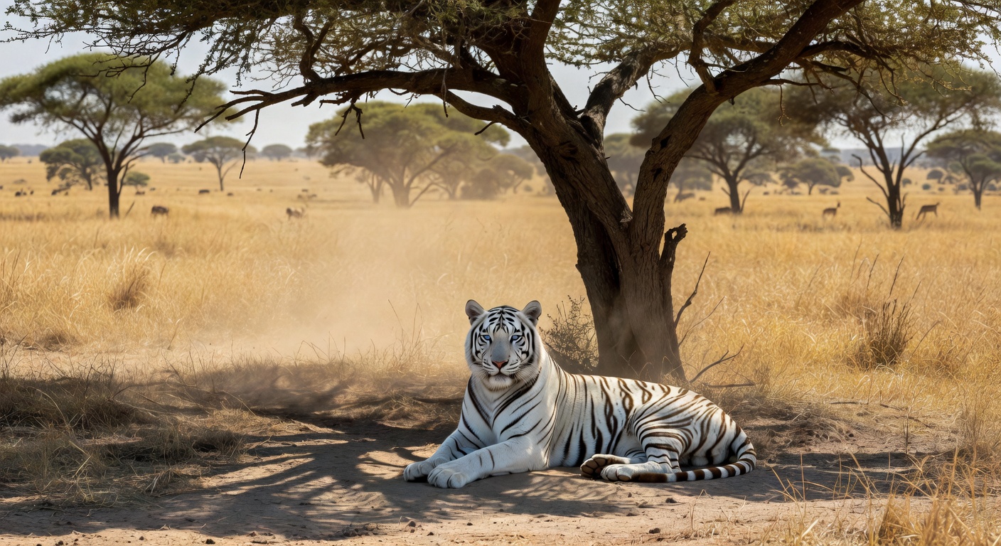 White Tiger in Savannah Shade