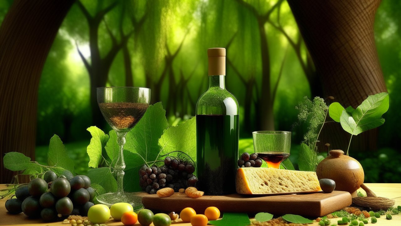 Wine and Cheese Picnic in a Lush Forest