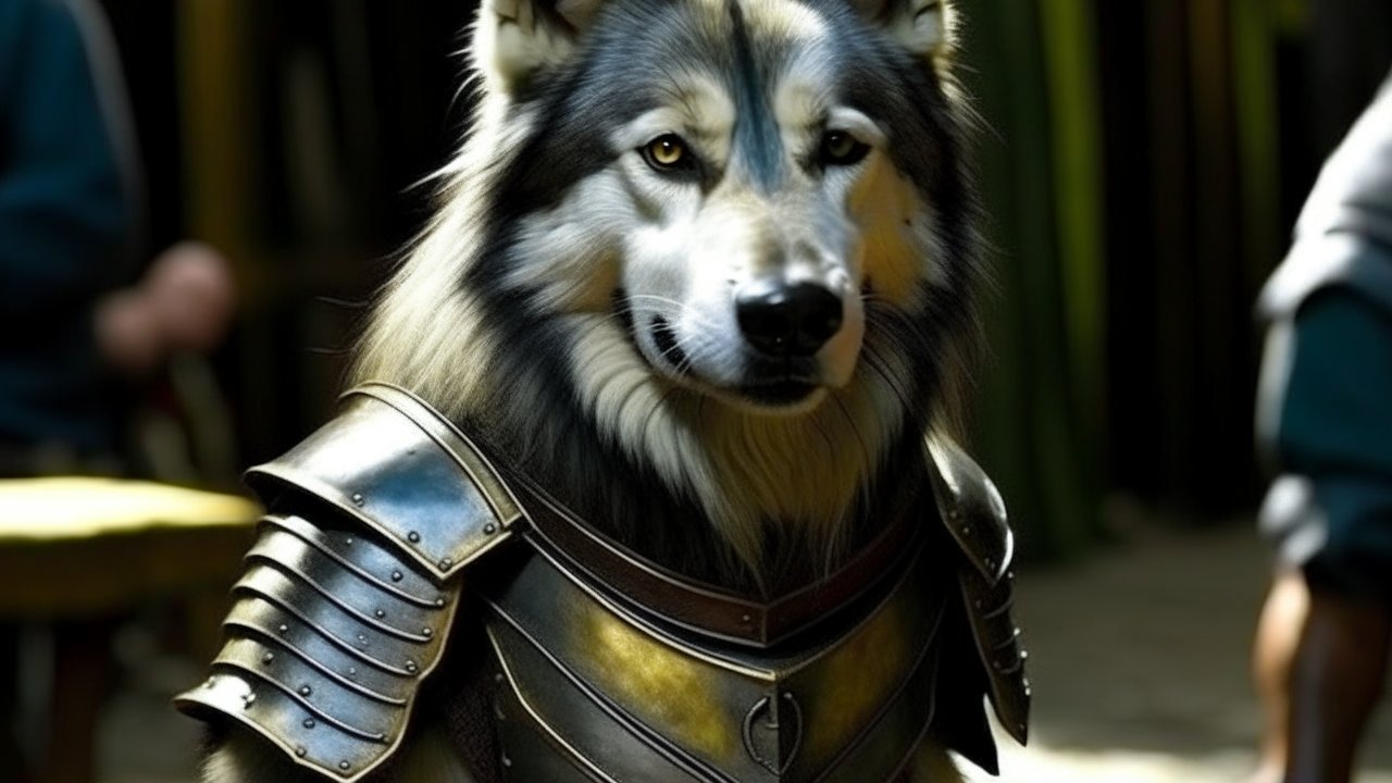 Wolf in Detailed Medieval Armor