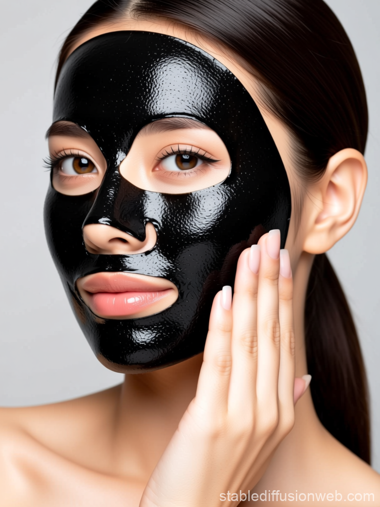 Woman Applying Black Peel-Off Facial Mask