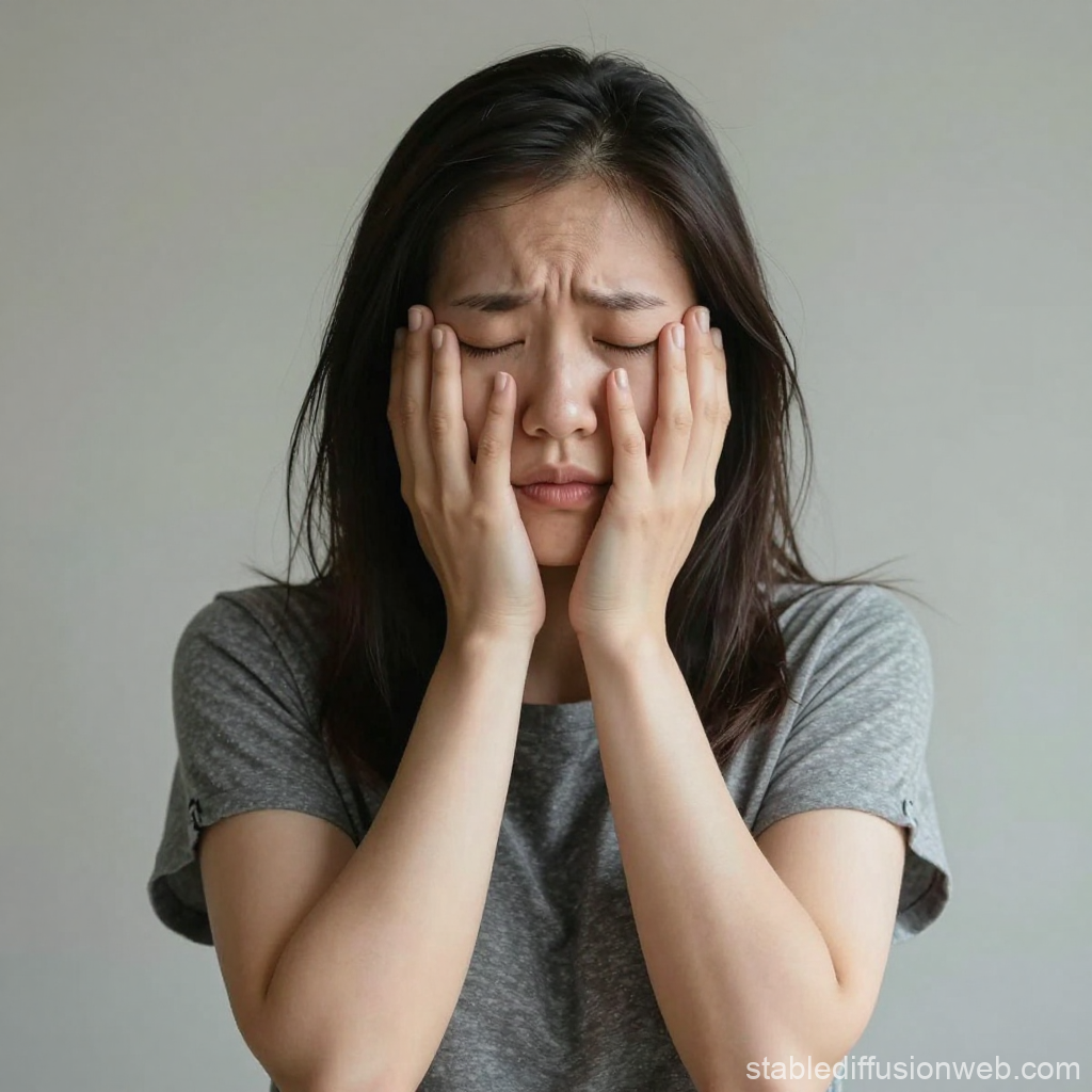 Woman Expressing Emotional Distress with Hands on Face