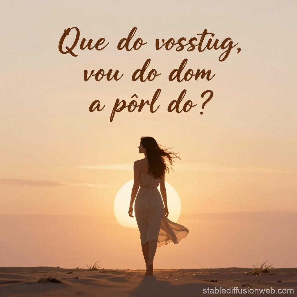 Woman Walking Away at Sunset in Flowing Dress