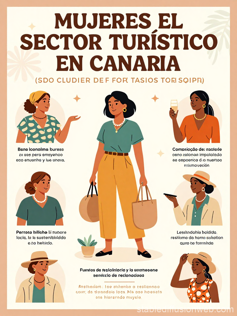 Women in the Tourism Sector in Canary Islands Illustration