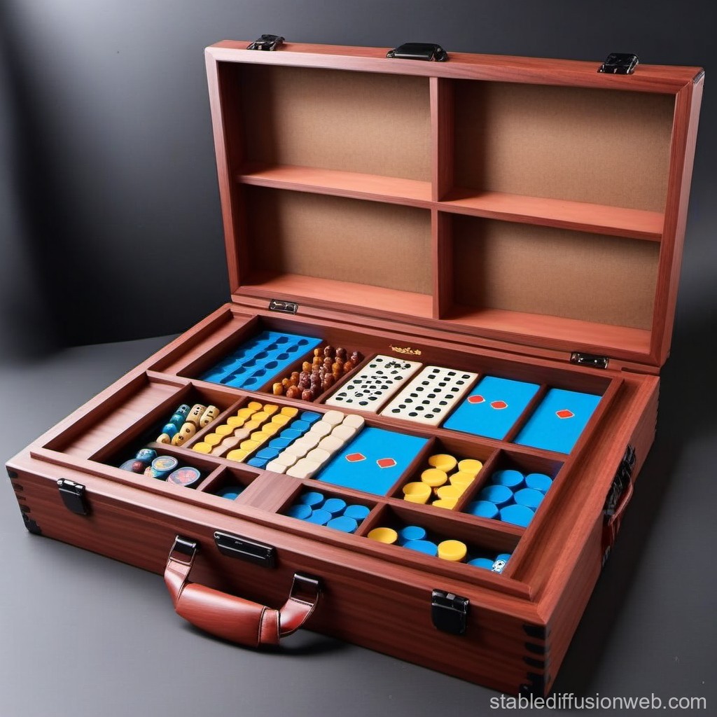 Wooden Backgammon and Domino Set in Carrying Case