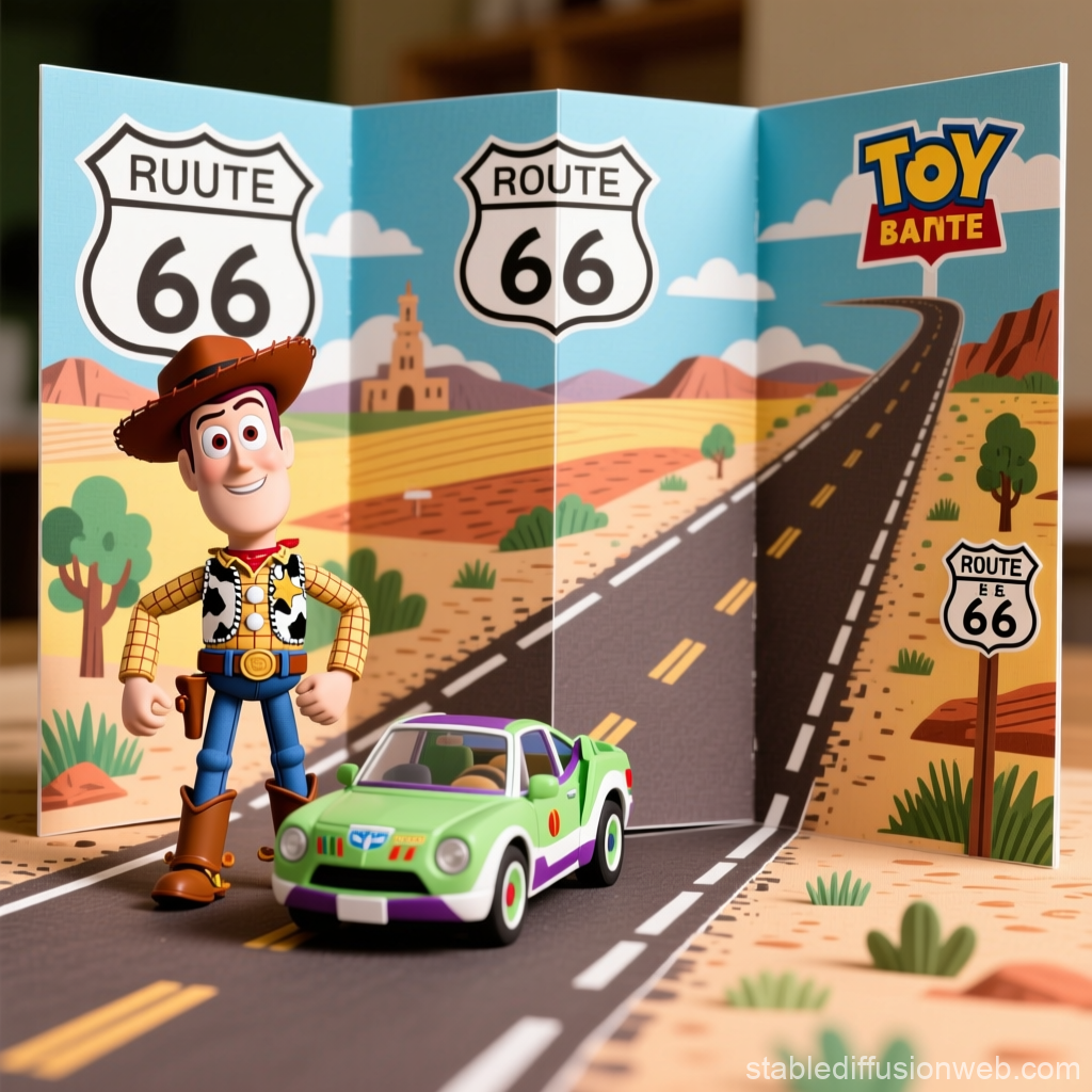 Woody Toy and Car on Route 66 Playset