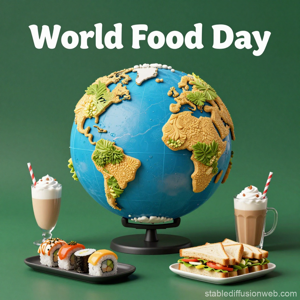 World Food Day Globe with Diverse Foods