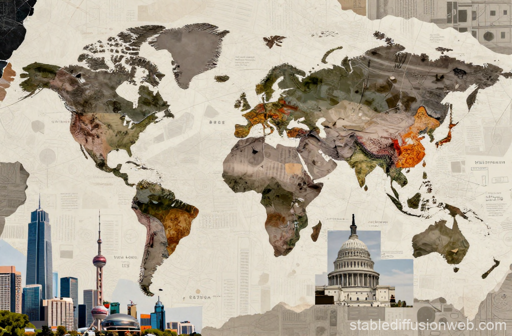 World Map with Urban and Political Landmarks