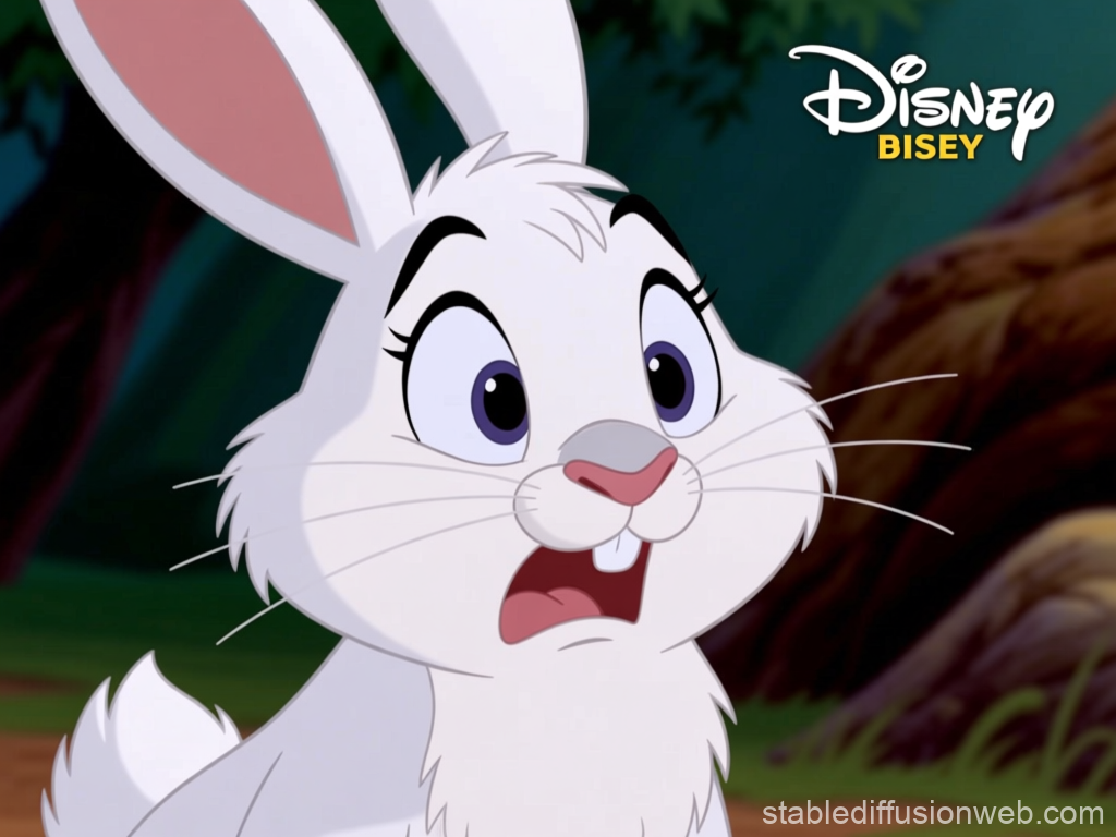 Worried White Rabbit Character from Disney Animation