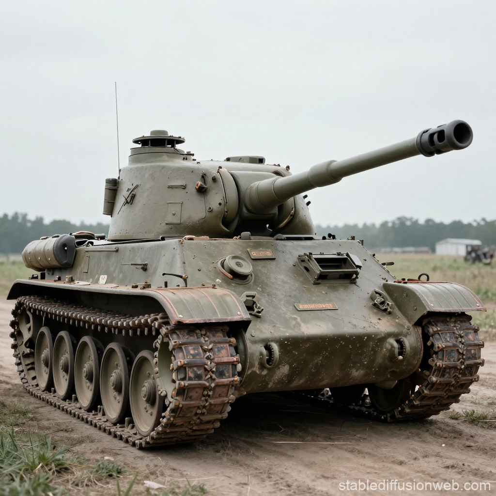 WWII Era Tiger Tank on Battlefield
