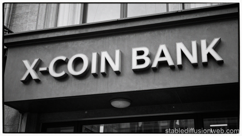X-Coin Bank Signage in Black and White