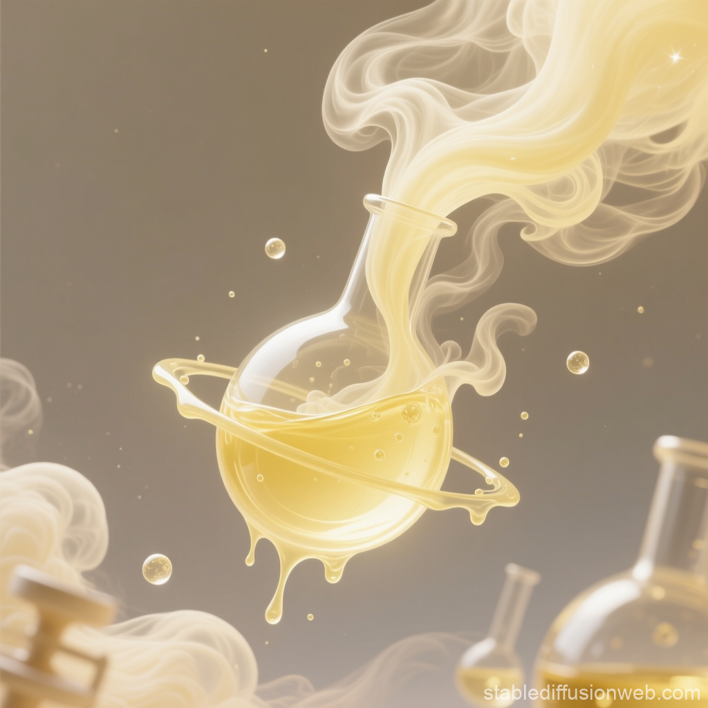 Yellow Fuming Liquid in Floating Glass Flask