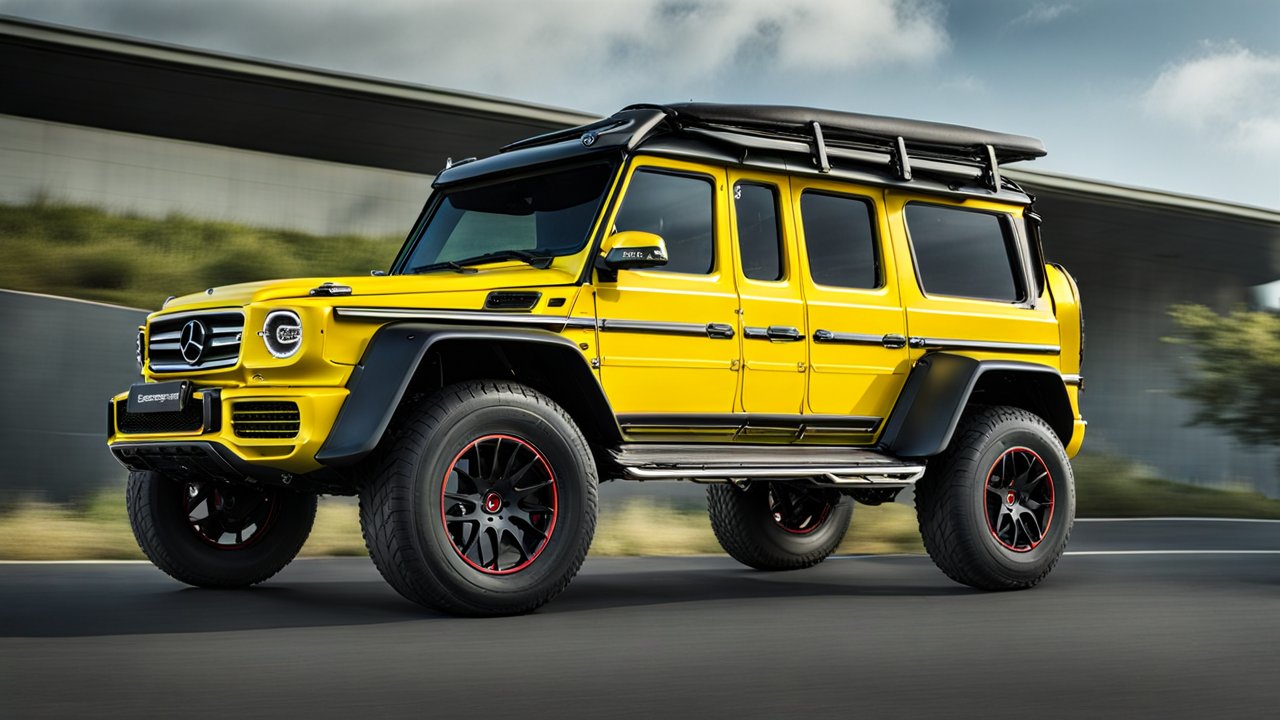 Yellow Mercedes-Benz G-Class SUV on Road