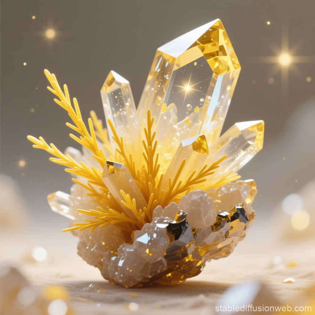 Yellow Needle Crystal Cluster with Radiant Glow