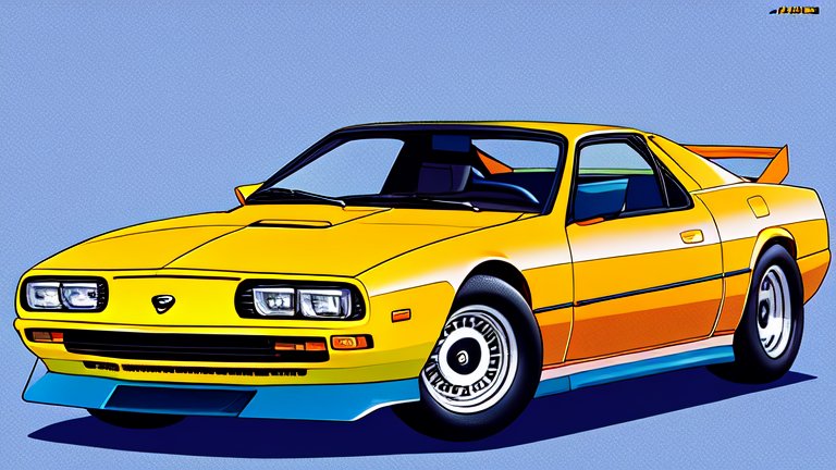 Yellow Sports Car Illustration in Anime Style