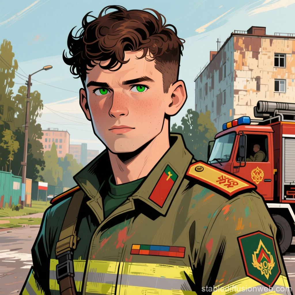 Young Fire Sergeant in Urban Setting