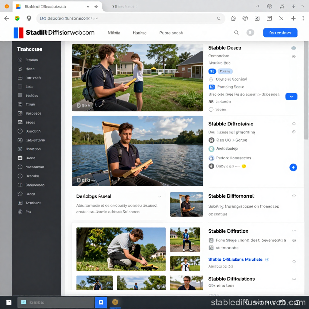 Young Man Reading Outdoors in Various Settings