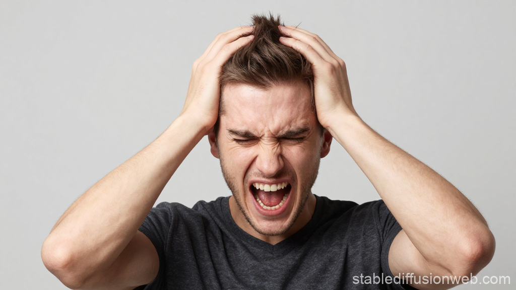 Young Man Screaming in Frustration