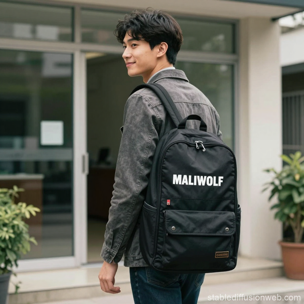 Young Man Wearing Black Maliwolf Backpack Outdoors