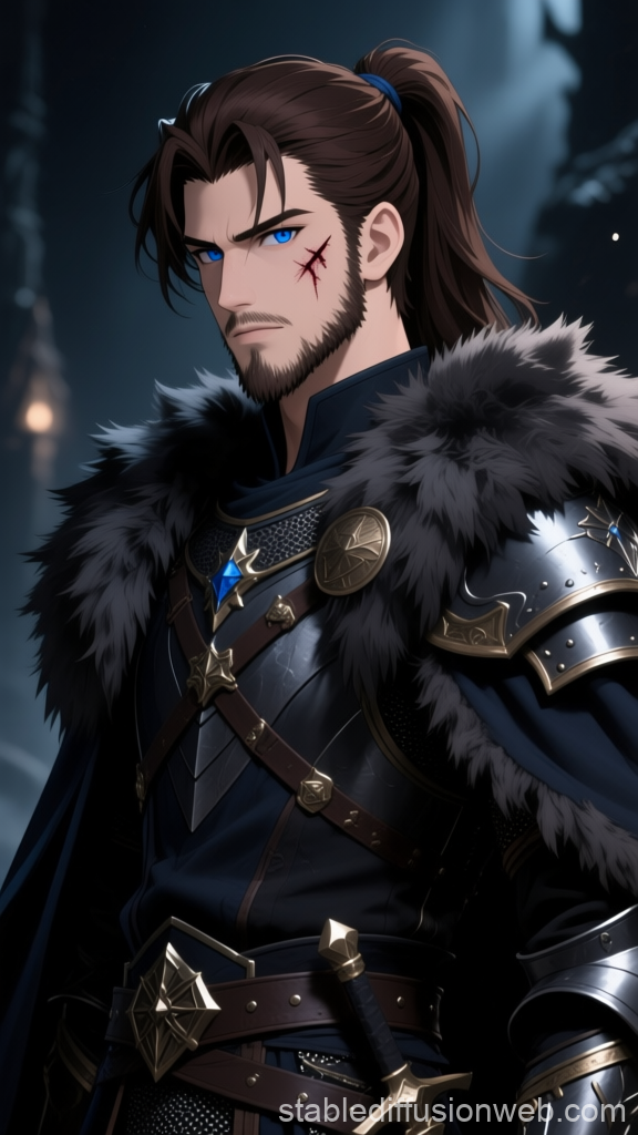 Young Northern King with Scar and Blue Eyes