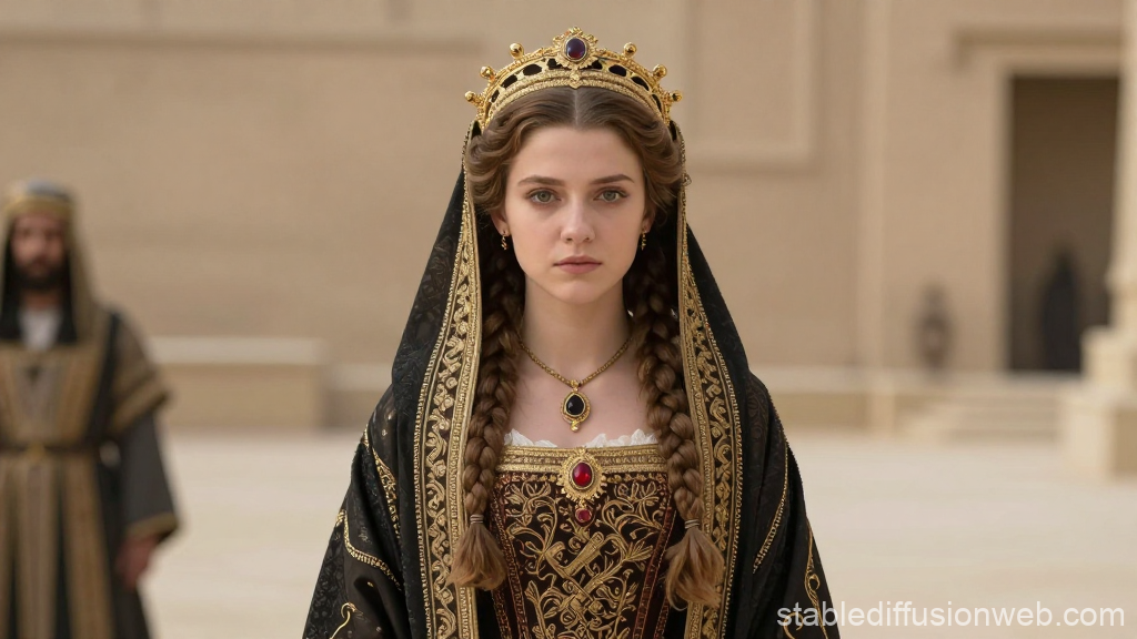 Young Queen Esther in Regal Attire