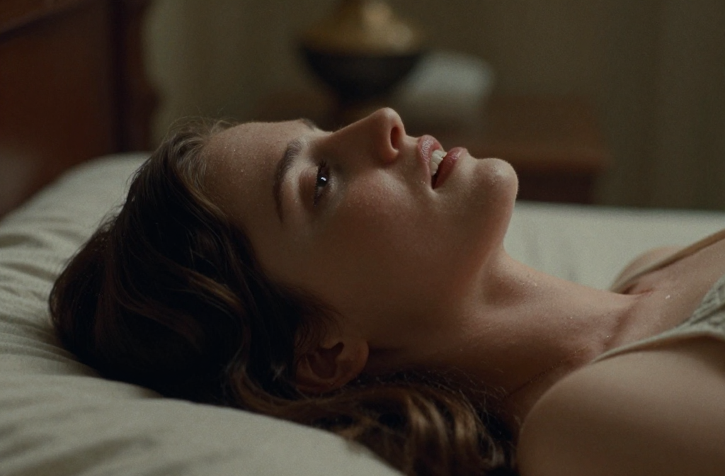 Young Woman in Quiet Rapture Lying on Bed