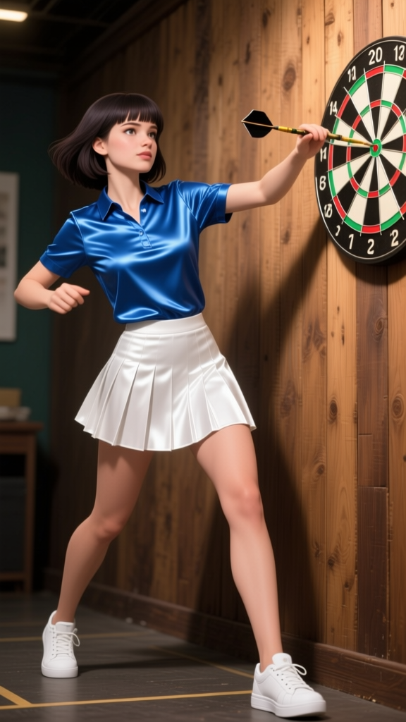 Young Woman Playing Darts Indoors