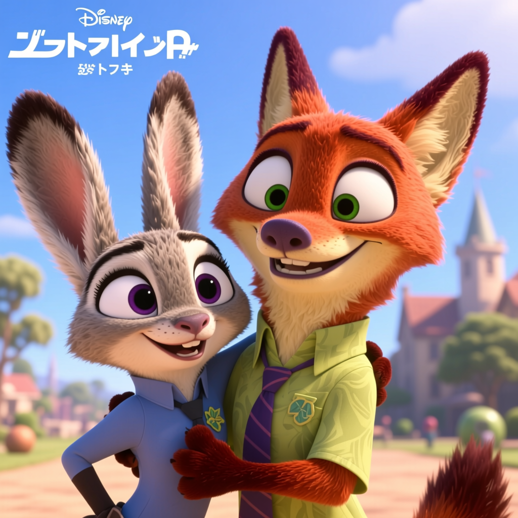 Zootopia Characters Judy Hopps and Nick Wilde Embrace