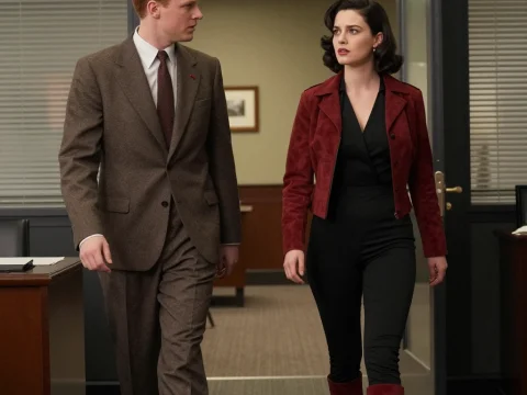 1950s Business Meeting Interrupted by Two Professionals