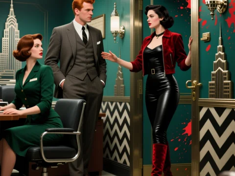 1950s Office Drama with Stylish Characters