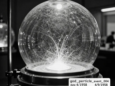1958 Bubble Chamber Particle Event Capture