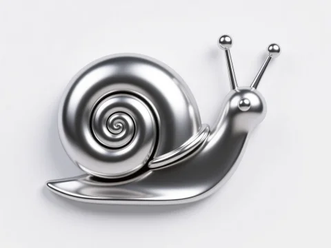 2D Chrome Metallic Snail Illustration