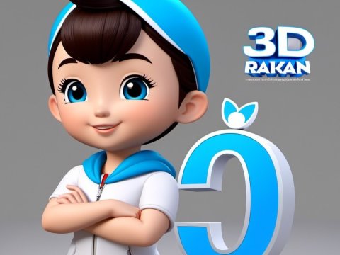 3D Cartoon Boy Character with Blue Hoodie and Cap