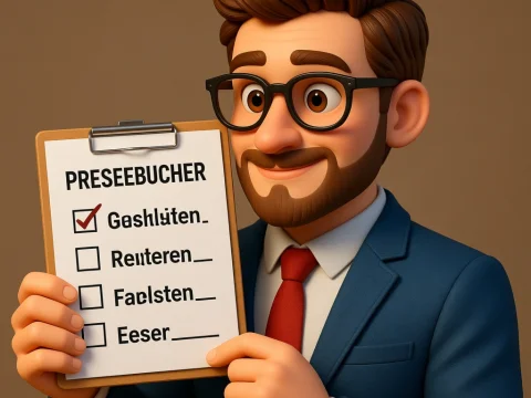 3D Cartoon Businessman Holding a Checklist