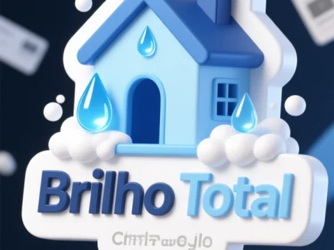 3D Cleaning Service Logo with House and Water Droplets