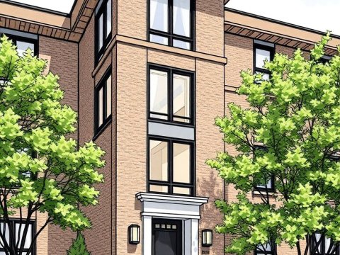 3D Exterior Sketch of Modern Dorm Building