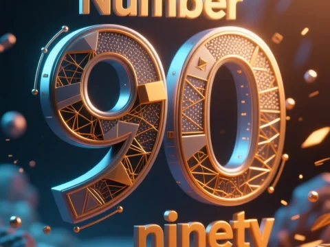 3D Futuristic Number 90 with Geometric Patterns