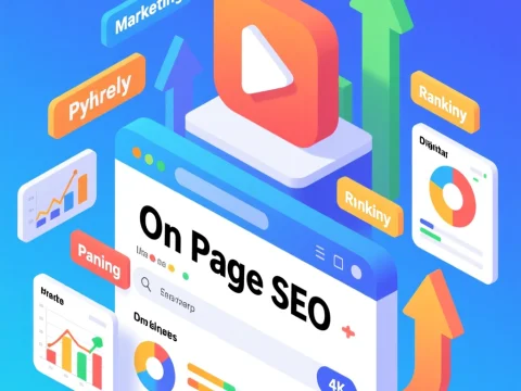3D Illustration of On Page SEO and Marketing Analytics