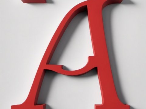 3D Red Letter A on White Background