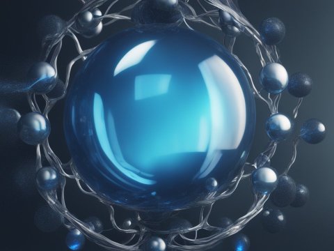 3D Render of a Blue Molecular Sphere Structure